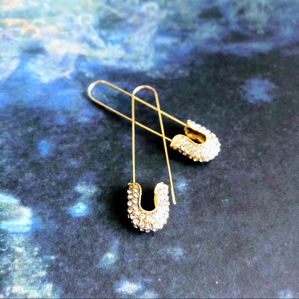 Safety Pin Drop Earrings - Picture 3 of 4